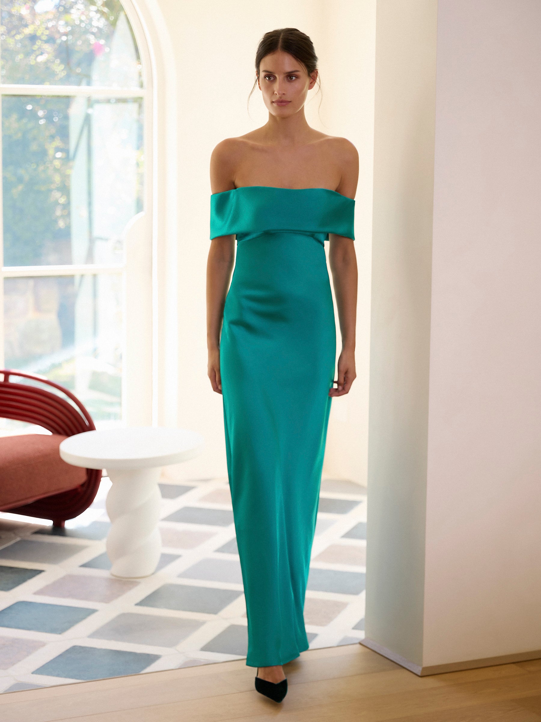 Kirsten Off Shoulder Gown - Turquoise