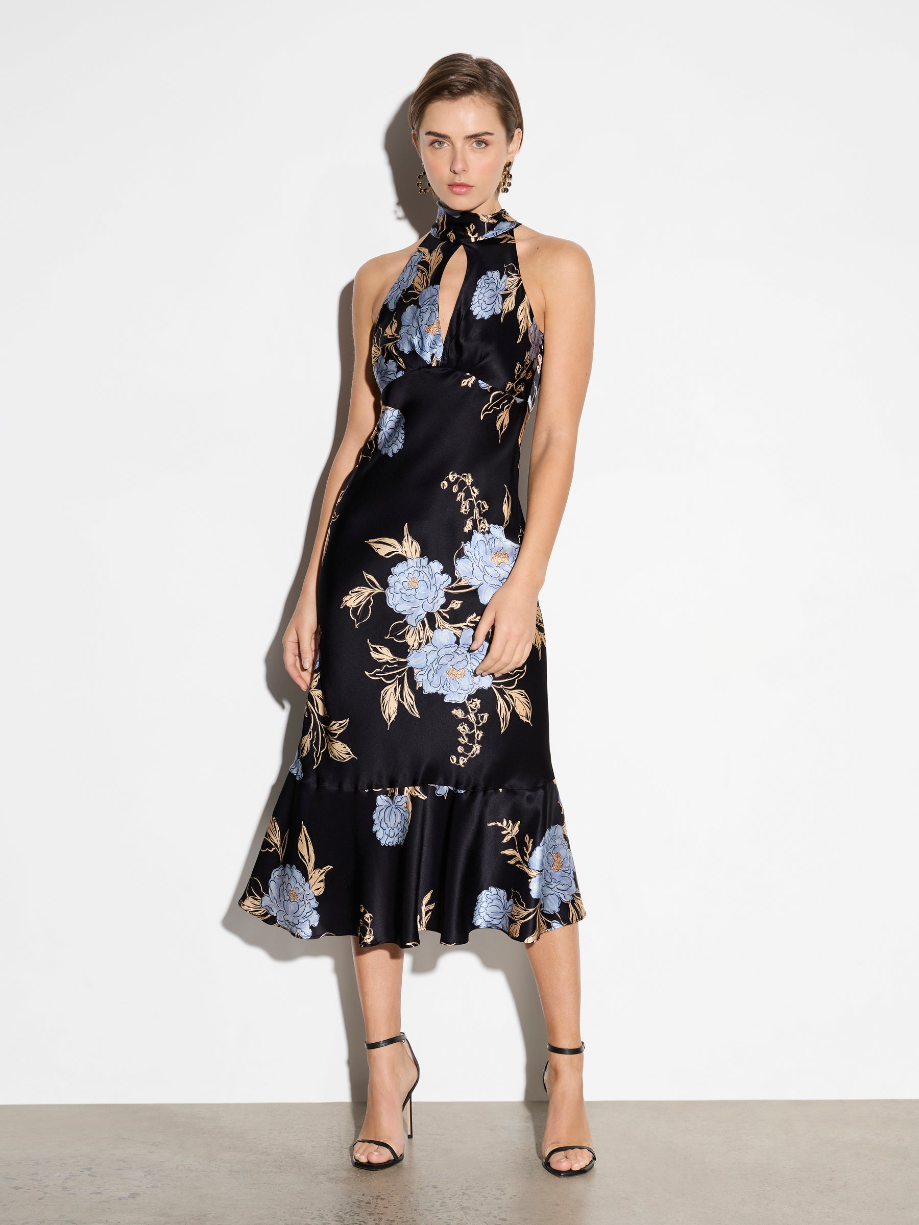 Black floral shop sleeveless dress