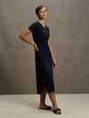 Signature Midi T-Dress - Navy + Grey Marle